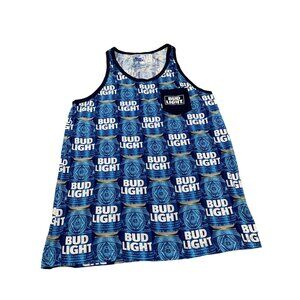 Bud Light Men's Medium Blue Tank Top Anheuser Busch 2017 Beer Summer Lake Day